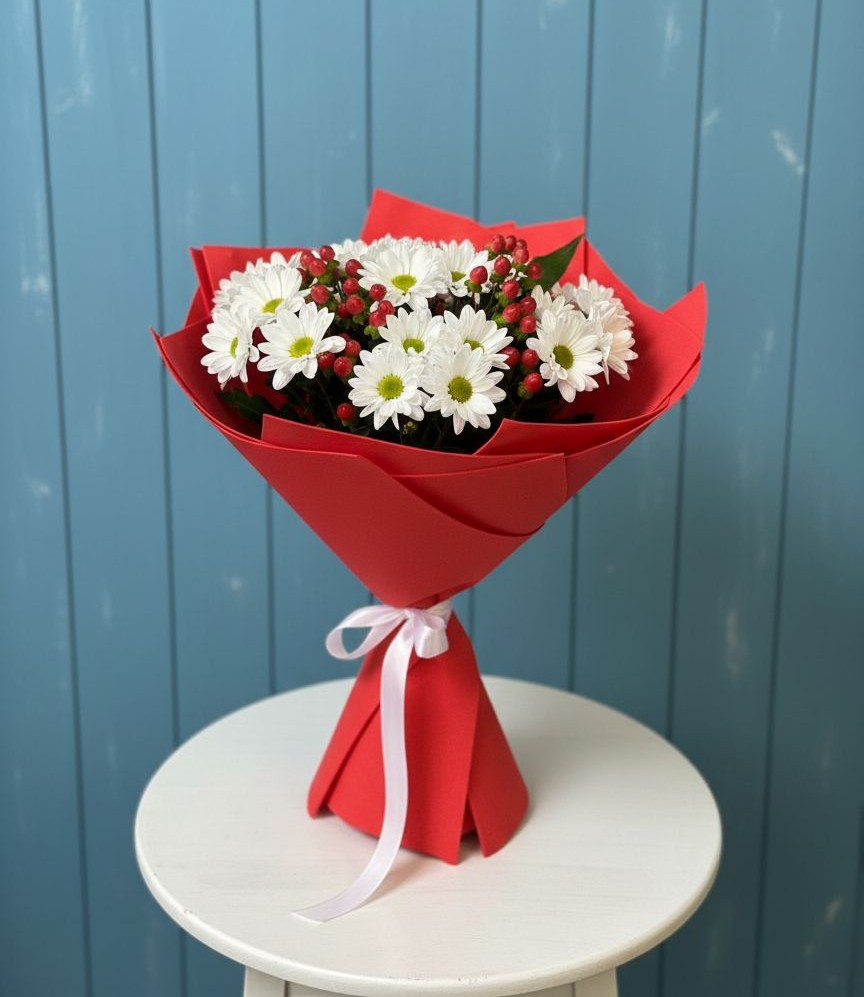 Букет цветов из: Хризантемы в Воронки