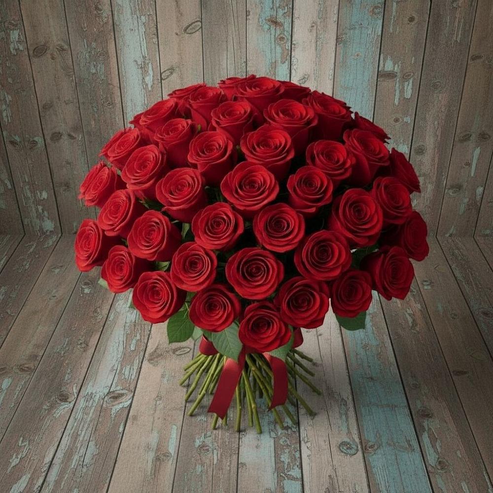 Букет 55 Красных роз Фридом в Воронки