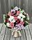 Букет цветов из: Альстромерии, Гвоздики, Розы и Хризантемы в Воронки