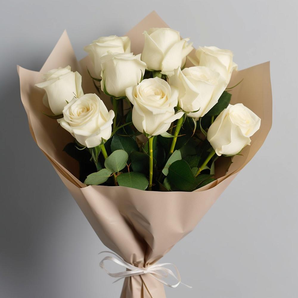 Букет 9 Белых роз Эдлесс Лав в Воронки