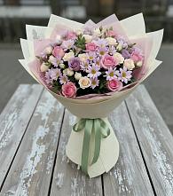 Букет цветов из:  Розы и Хризантемы в Воронки
