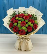 Букет цветов из:  Розы и Хризантемы в Воронки